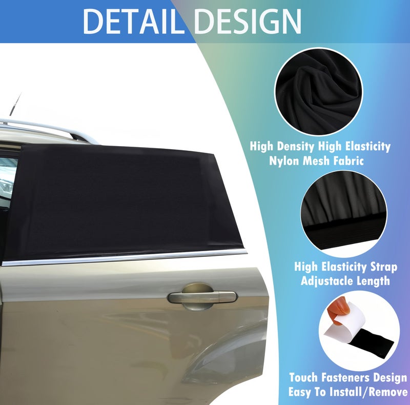 Beicarin Car Window Sun Shade Cover -2 Pack Breathable Mesh Rear Side Window Shade Sunshade UV Protection for Baby Kids Pet Size M, Mosquito Net Curtain Fit for Most(95%) of Cars, Cover Full Window - Image 4